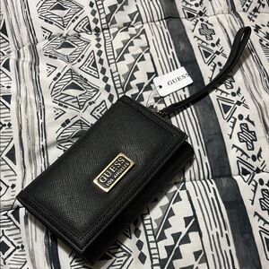 GUESS Black and Gold Wristlet